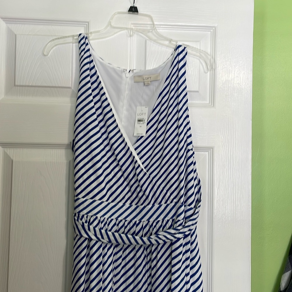 NWT Loft Blue & White Striped Dress